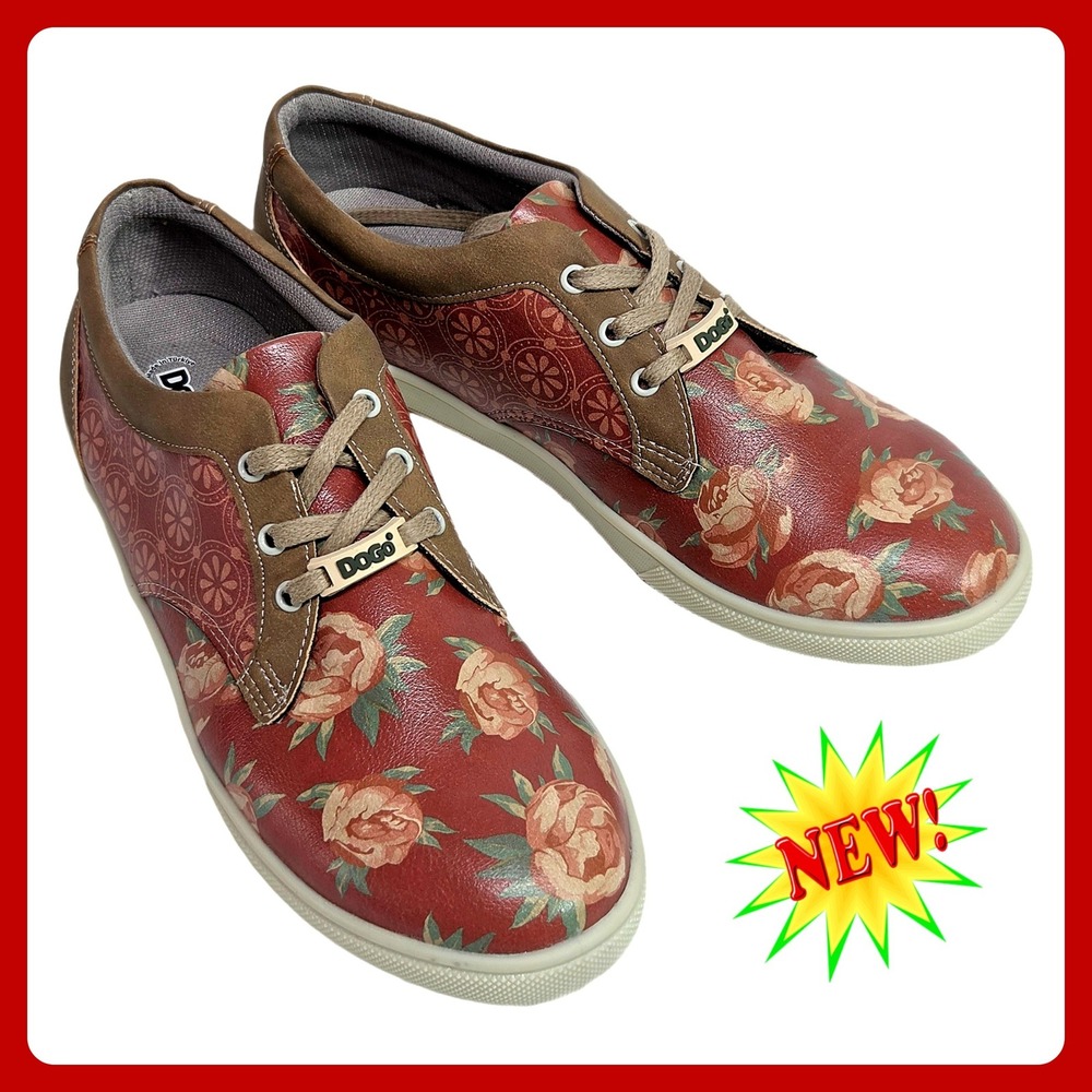 DOGO Floral Rose Low Top Sneakers Womens US 8 EU 41 Boho Vegan‎ Leather Shoes